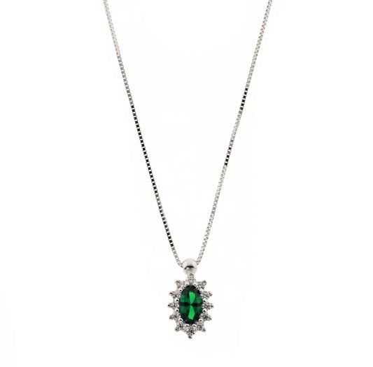 Emerald Zircon Necklace in Real Gold
