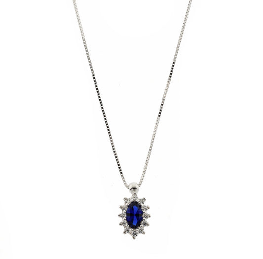 Sapphire Zircon Necklace in Real Gold