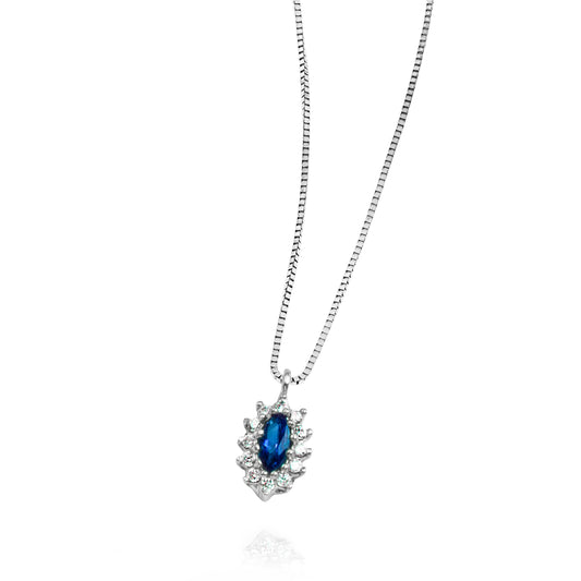 Collana Zircone Zaffiro d'Oro Vero