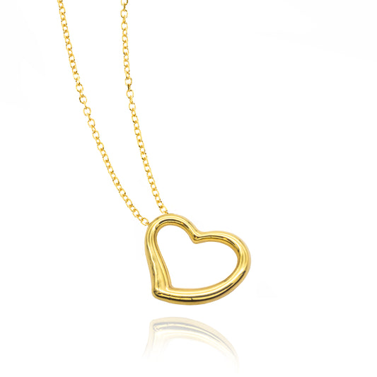 Heart Necklace in Real Gold and Zircons 