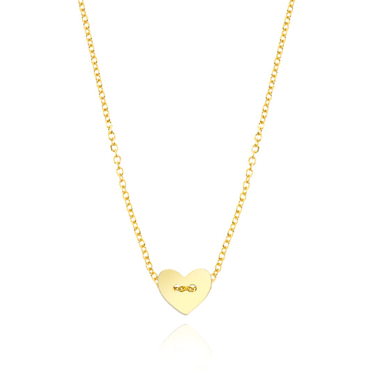 Heart Necklace in Real Gold and Zircons 