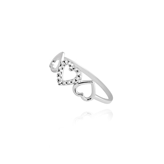 Anello Cuore d'Oro Vero e Zirconi