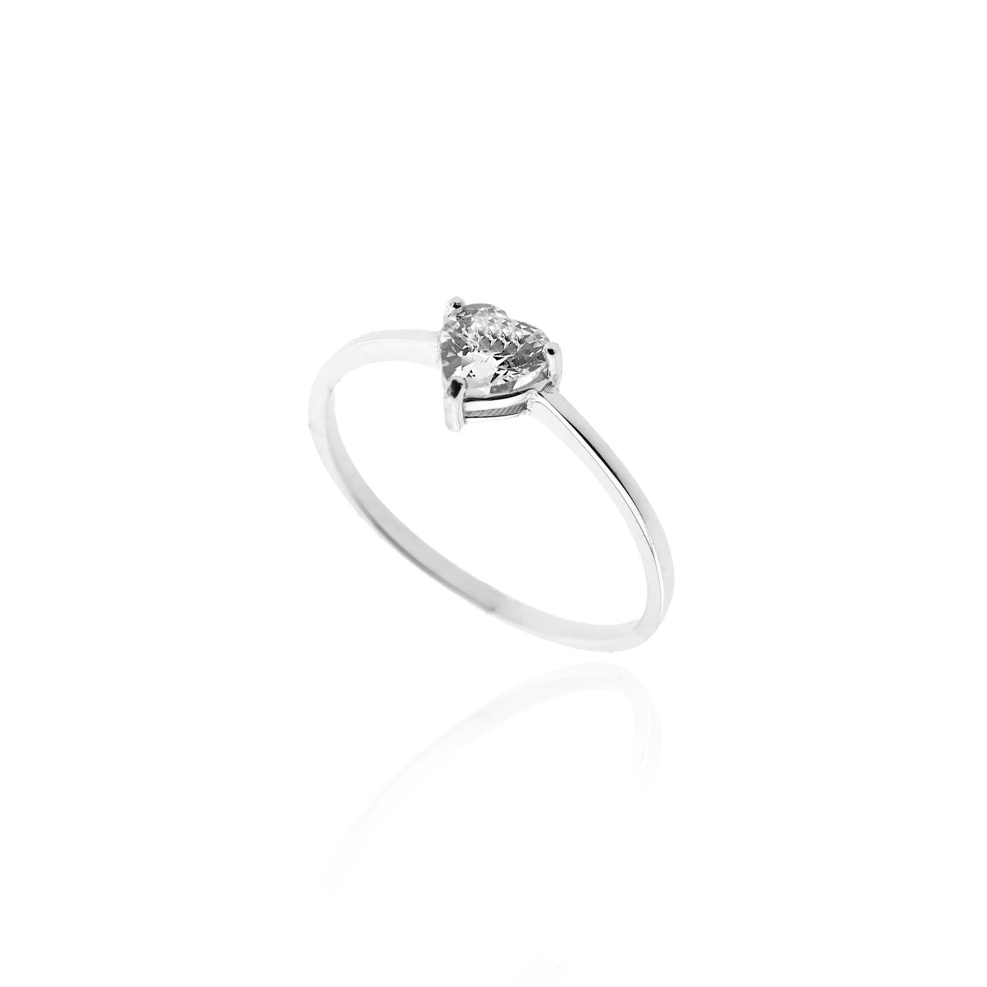 Heart Ring in Real Gold and Zircons 