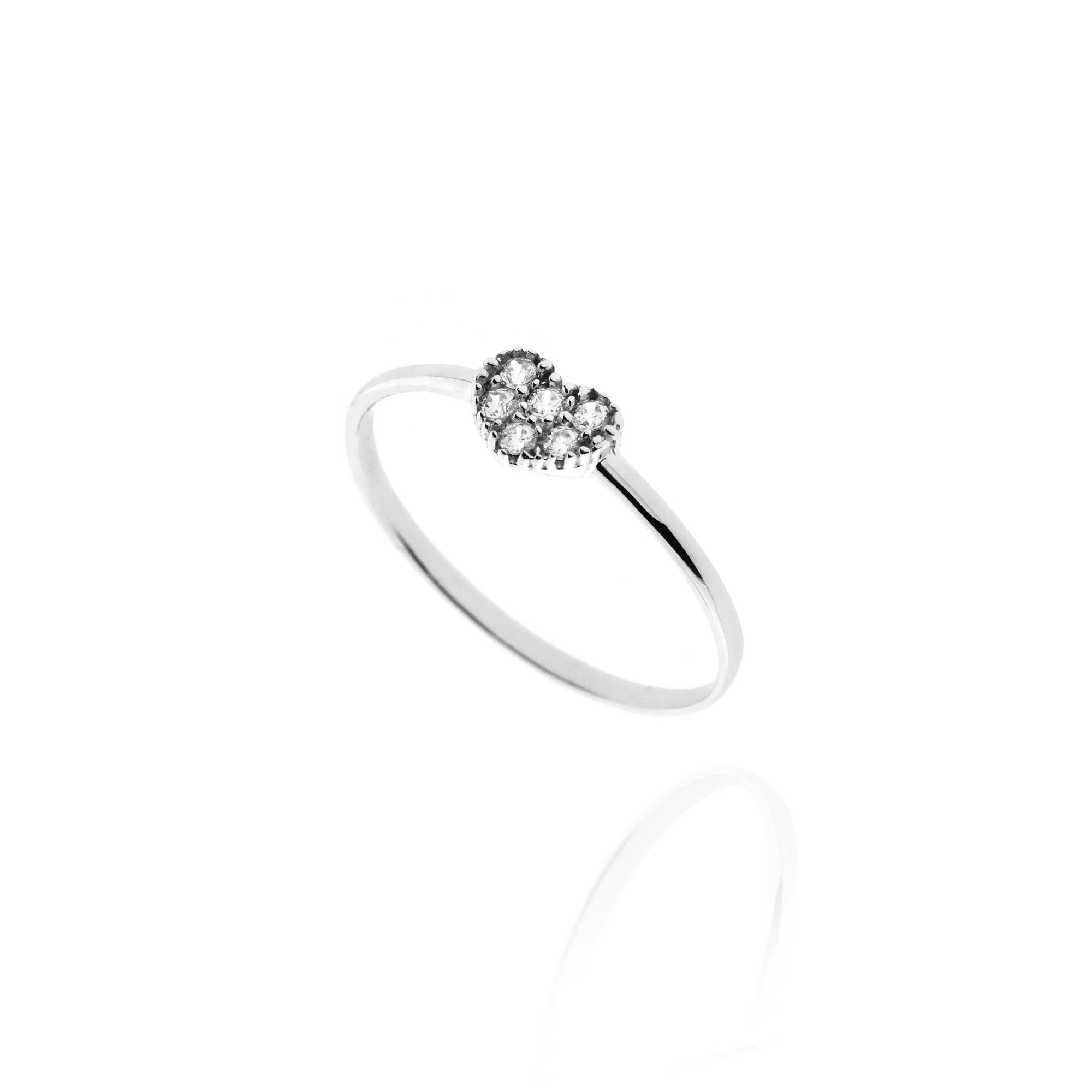 Heart Ring in Real Gold and Zircons 