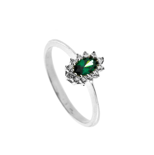 Emerald Zircon Ring in Real Gold 