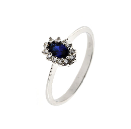 Sapphire Zircon Ring in Real Gold