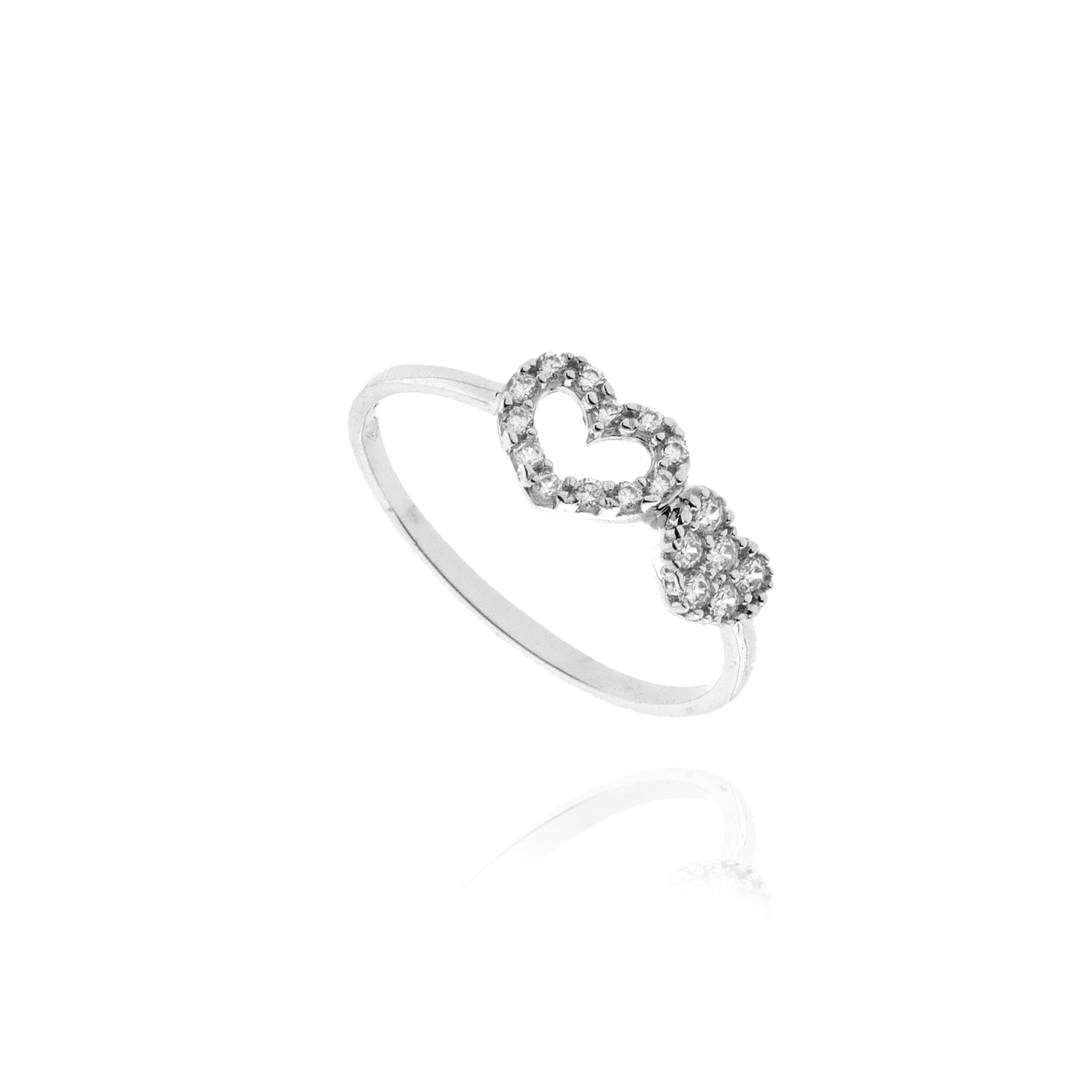 Heart Ring in Real Gold and Zircons 