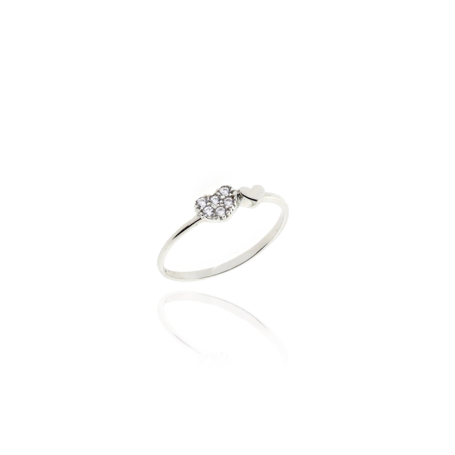 Anello Cuore d'Oro Vero e Zirconi