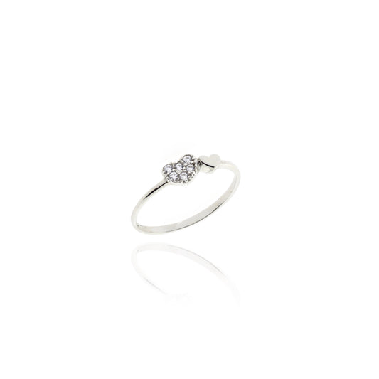 Anello Cuore d'Oro Vero e Zirconi