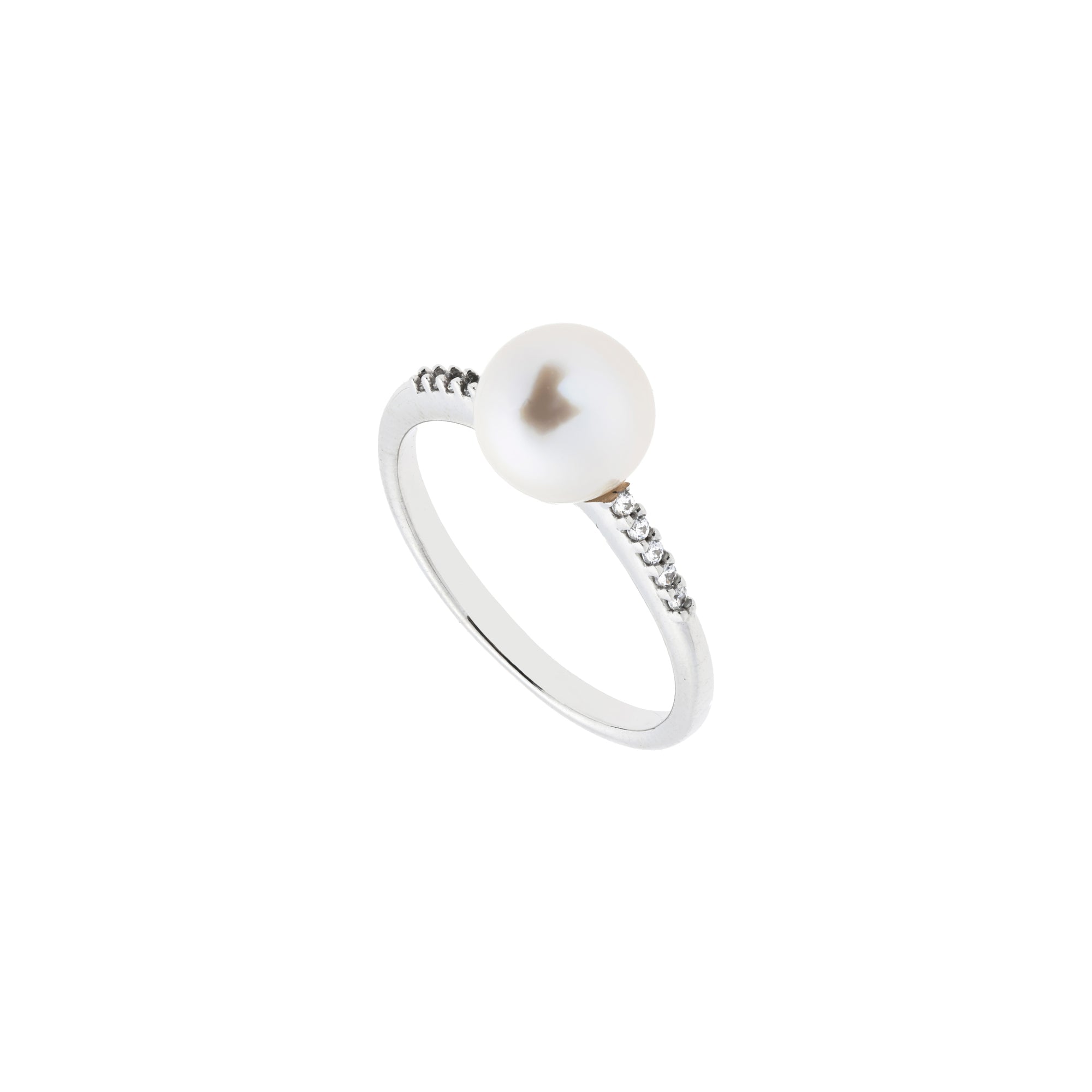 Anello Perla d'Oro Vero e Zirconi
