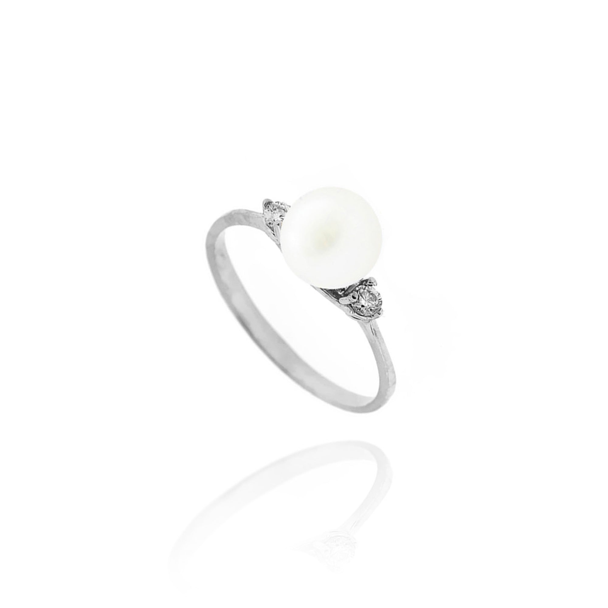 Anello Perla d'Oro Vero e Zirconi