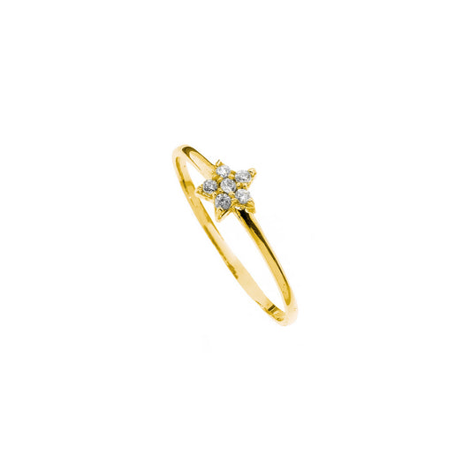 Anello Stella d'Oro Vero e Zirconi