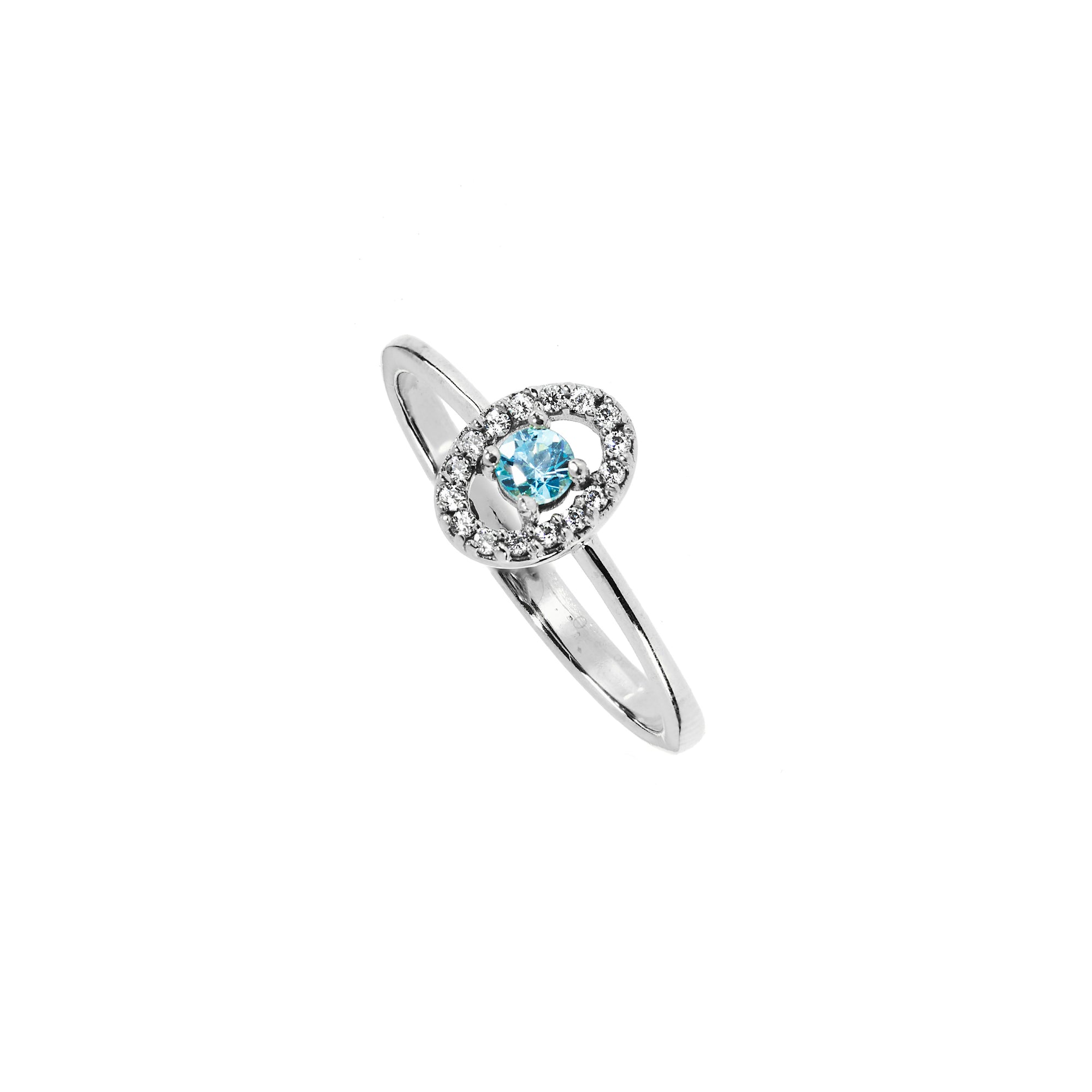 Anello Zircone Acquamarina d'Oro Vero