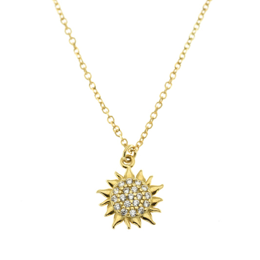 Collana Sole d'Oro Vero e Zirconi