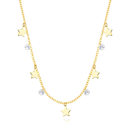 Collana Stella d'Oro Vero e Zirconi