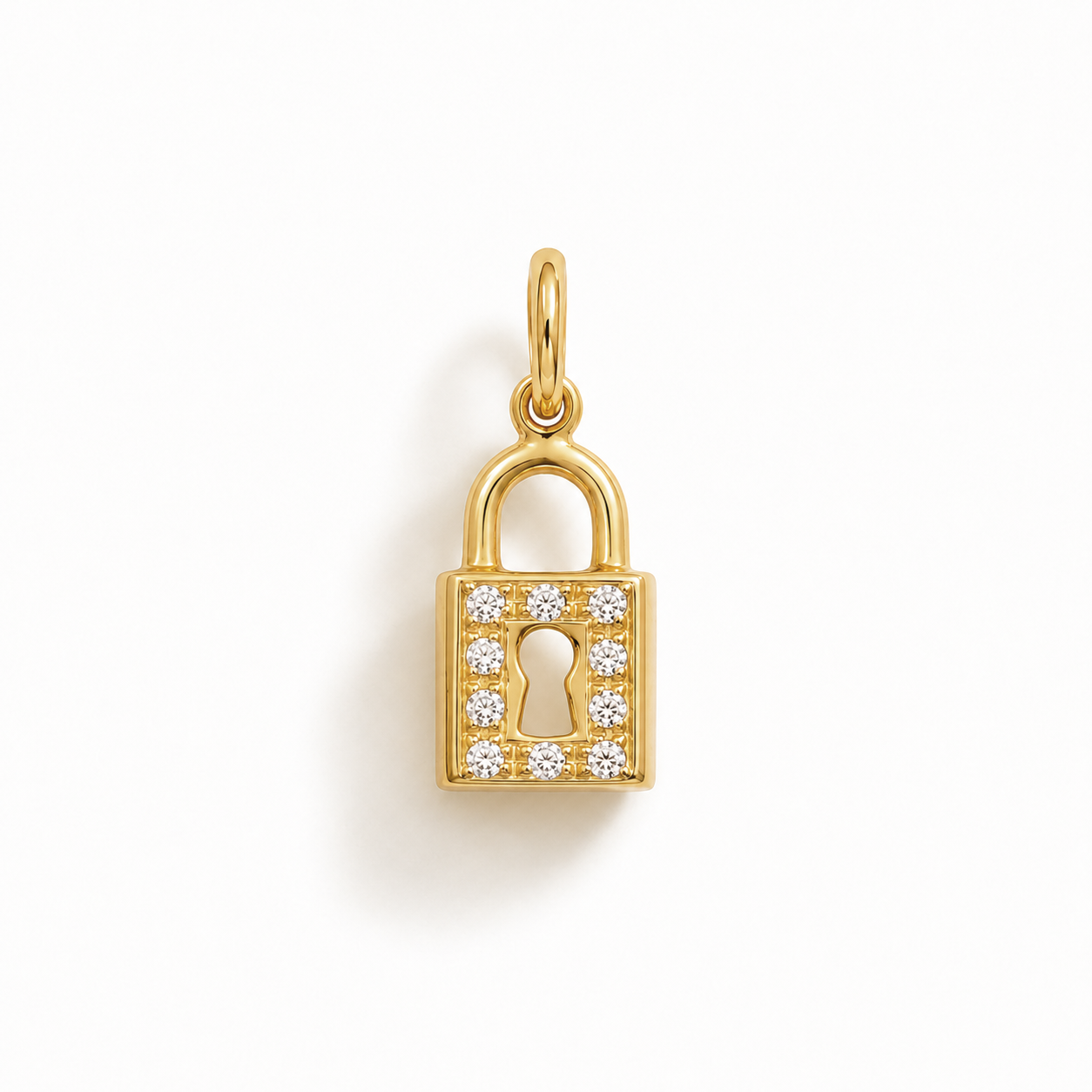 Charm Candado de Oro con Circonitas