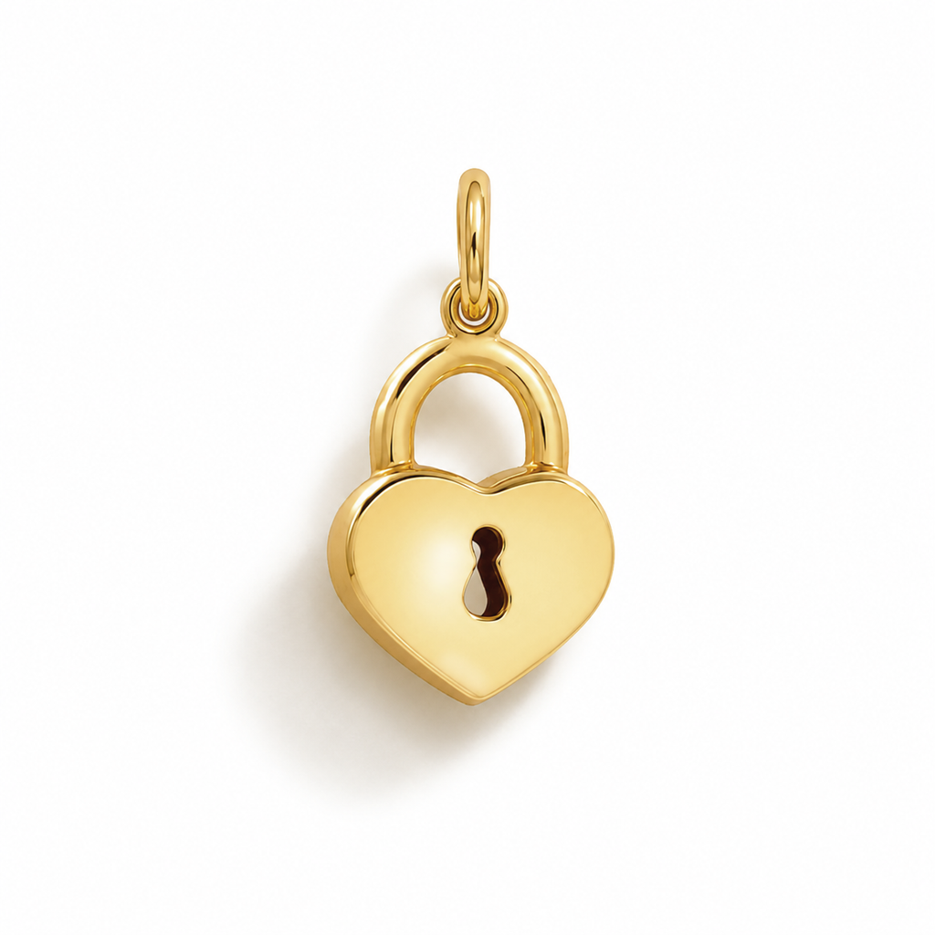 Charm Corazón Candado de Oro