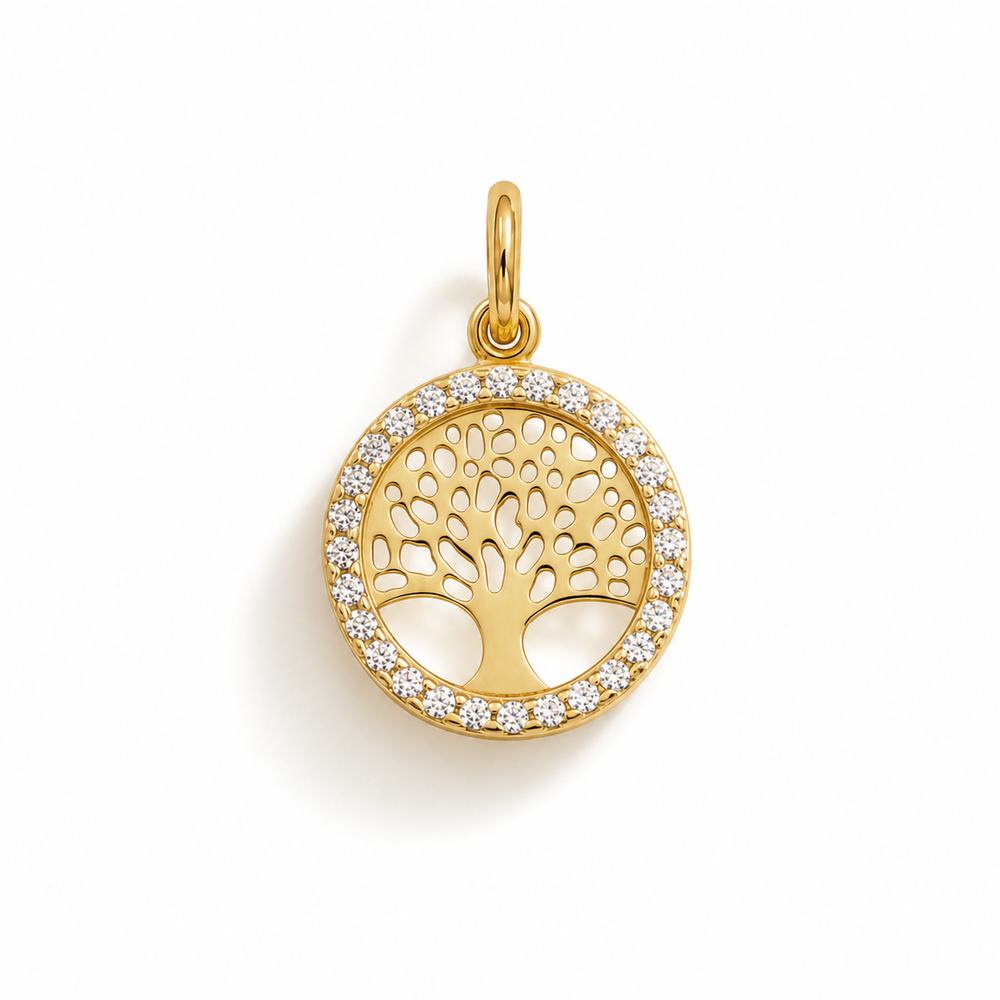Charm Árbol de la Vida de Oro con Circonitas
