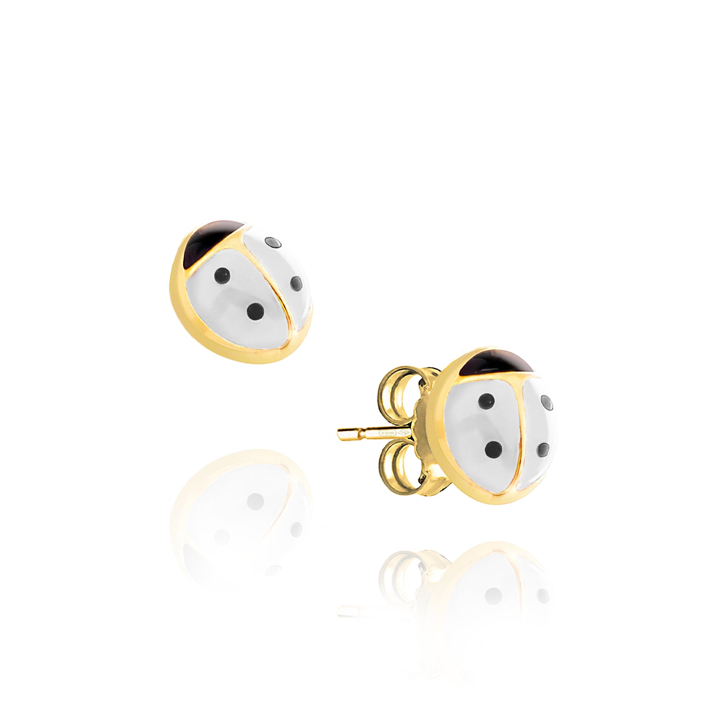 Ladybug Earrings in Real Gold 