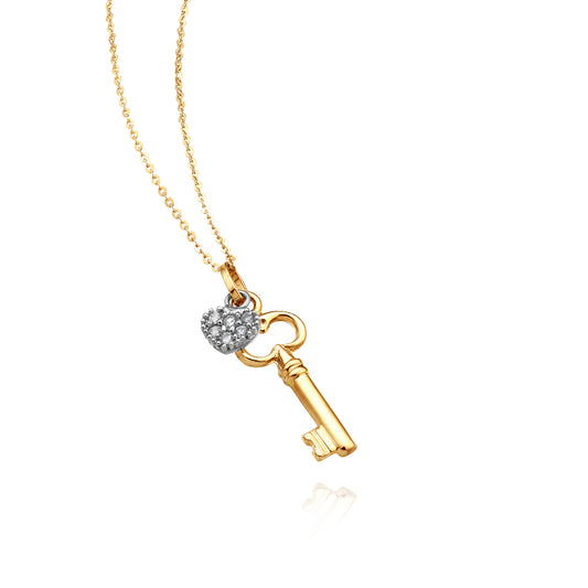 Heart Necklace in Real Gold and Zircons 