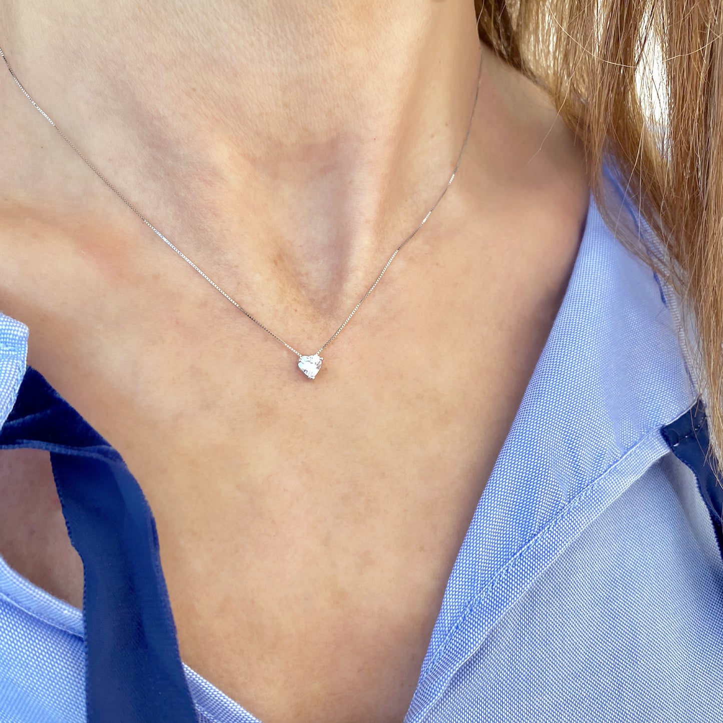 Collana Cuore d'Oro Vero e Zirconi