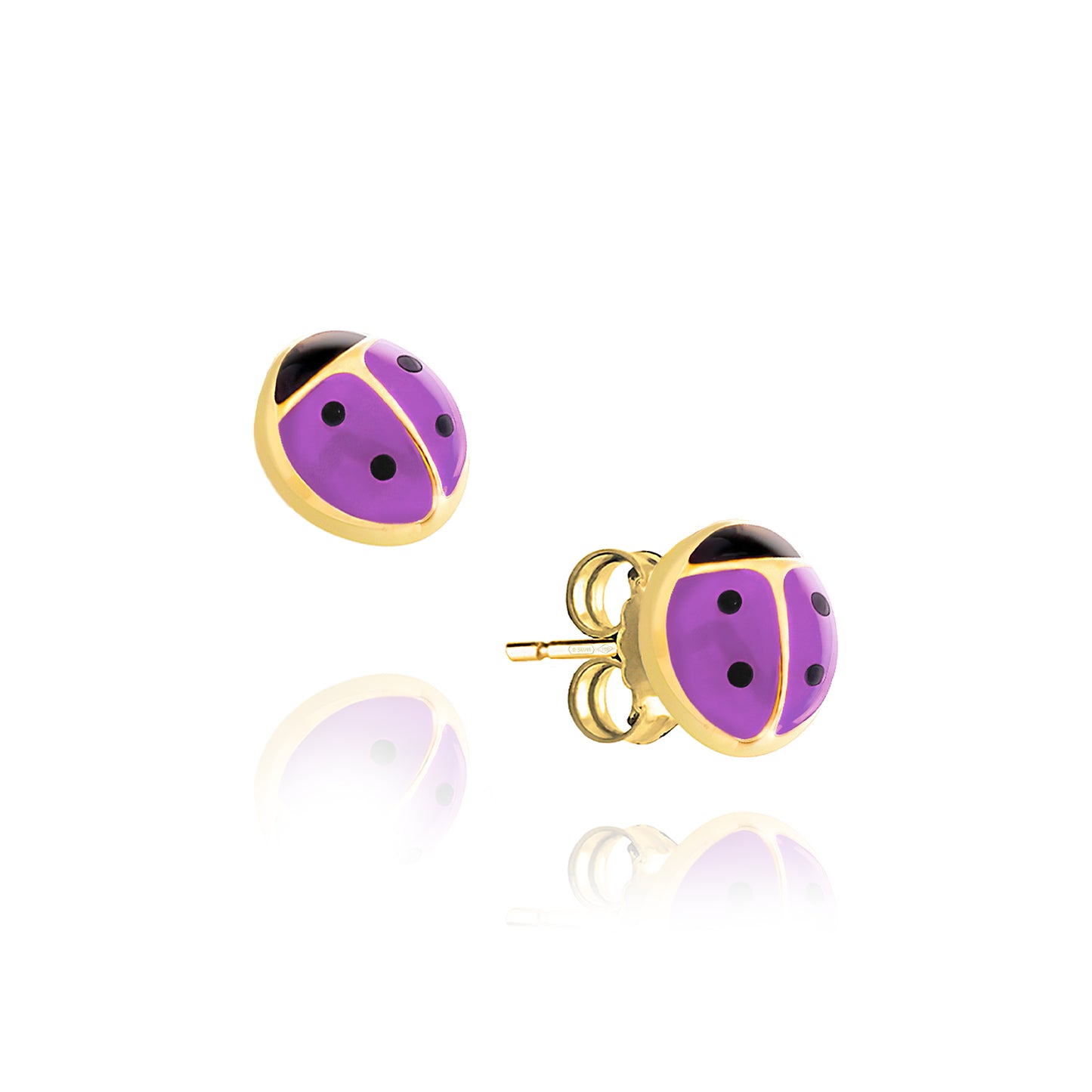 Ladybug Earrings in Real Gold 
