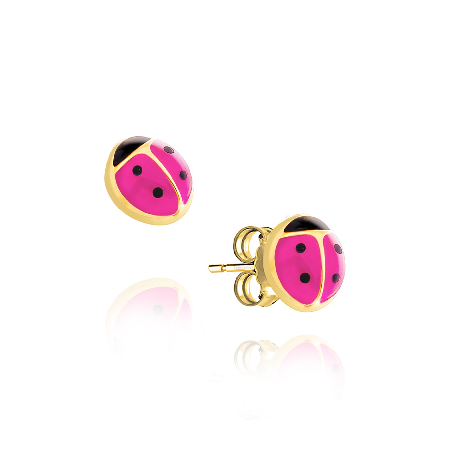 Ladybug Earrings in Real Gold 