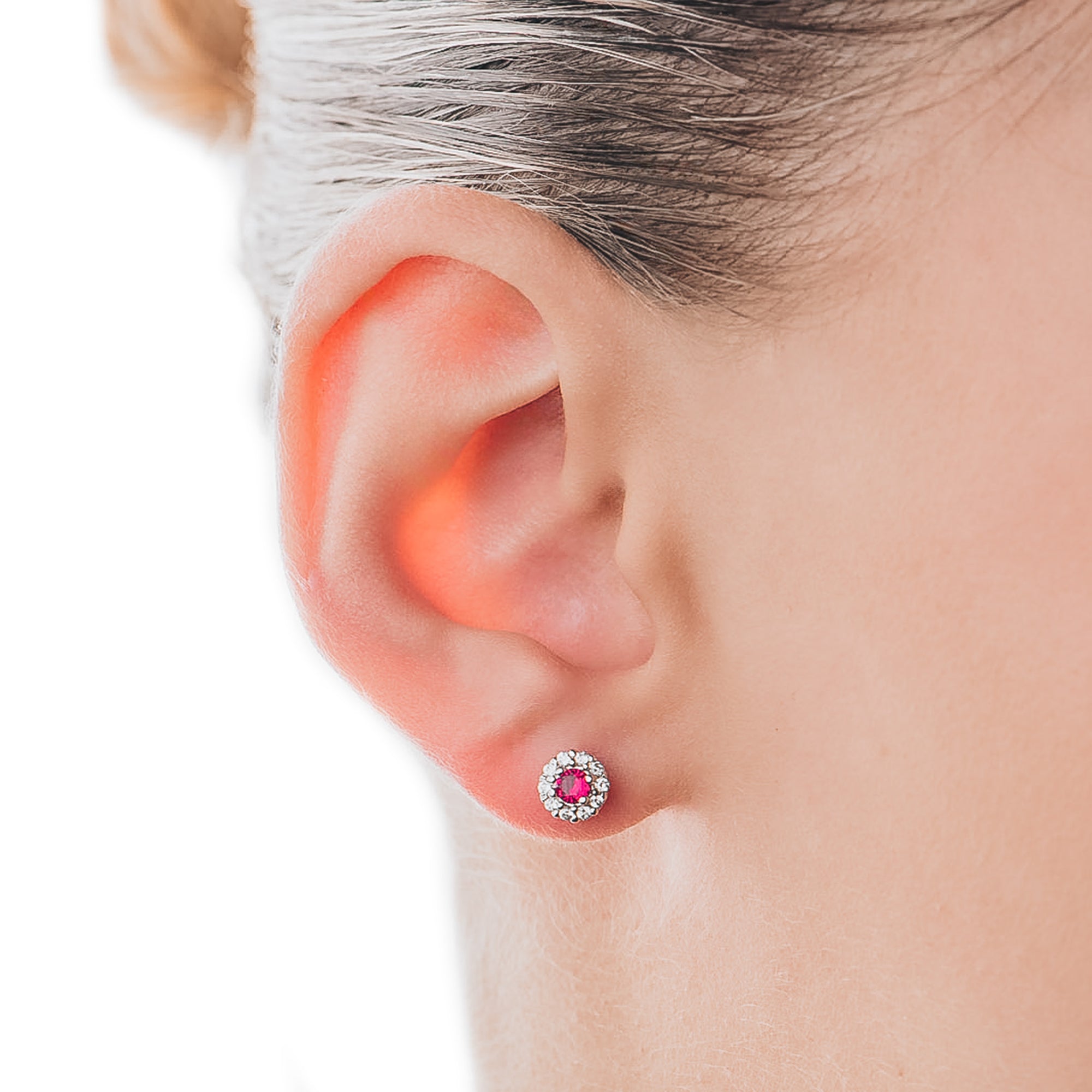 Orecchini Rubino in Oro e Zirconi