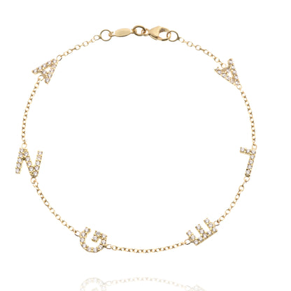 Name Bracelet in Real Gold and Zircons