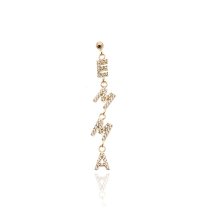 Name Earring in Real Gold and Zircons 