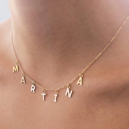 Pendant Name Necklace in Real Gold