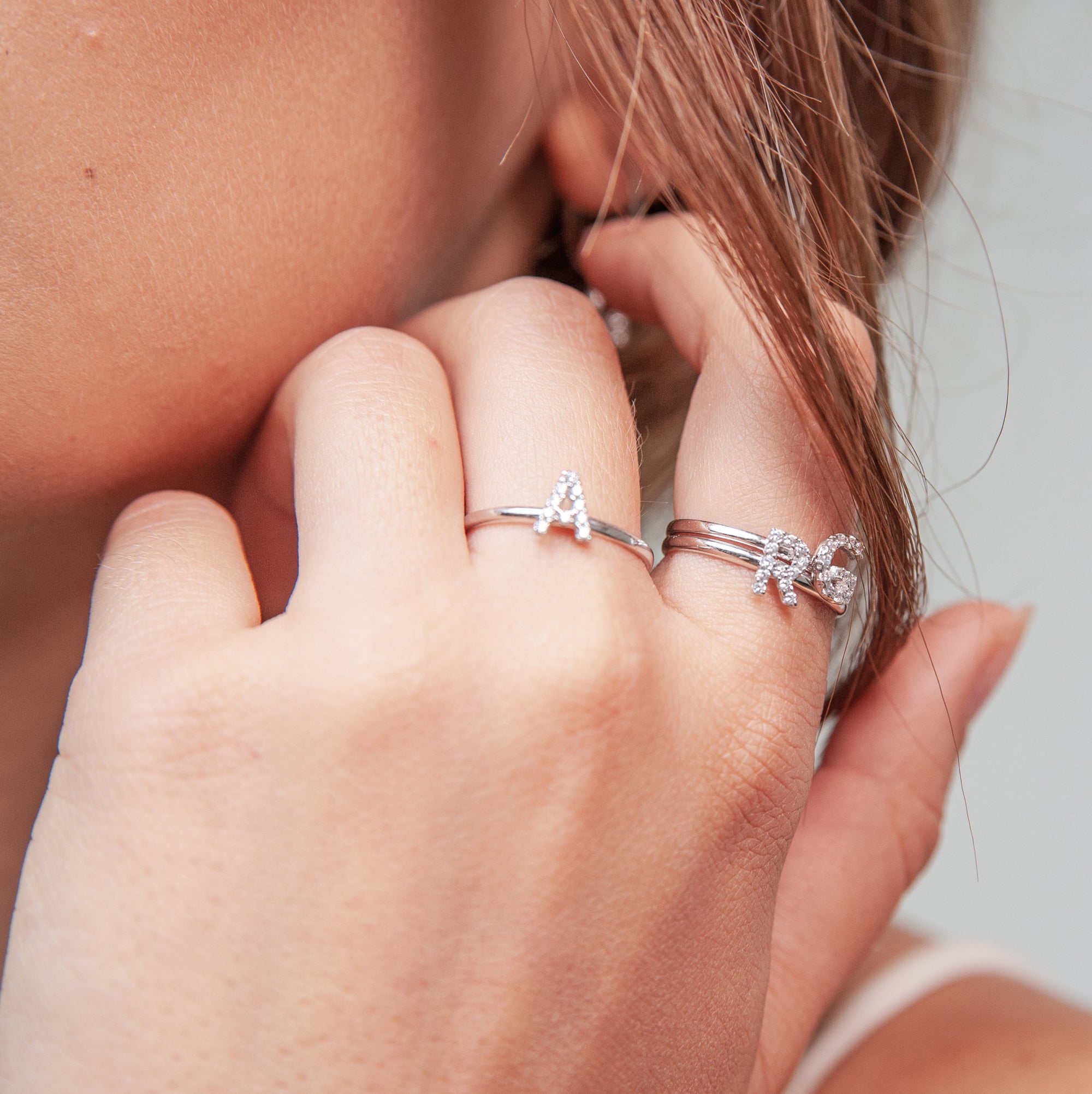 Initial Ring in Real Gold and Zircons