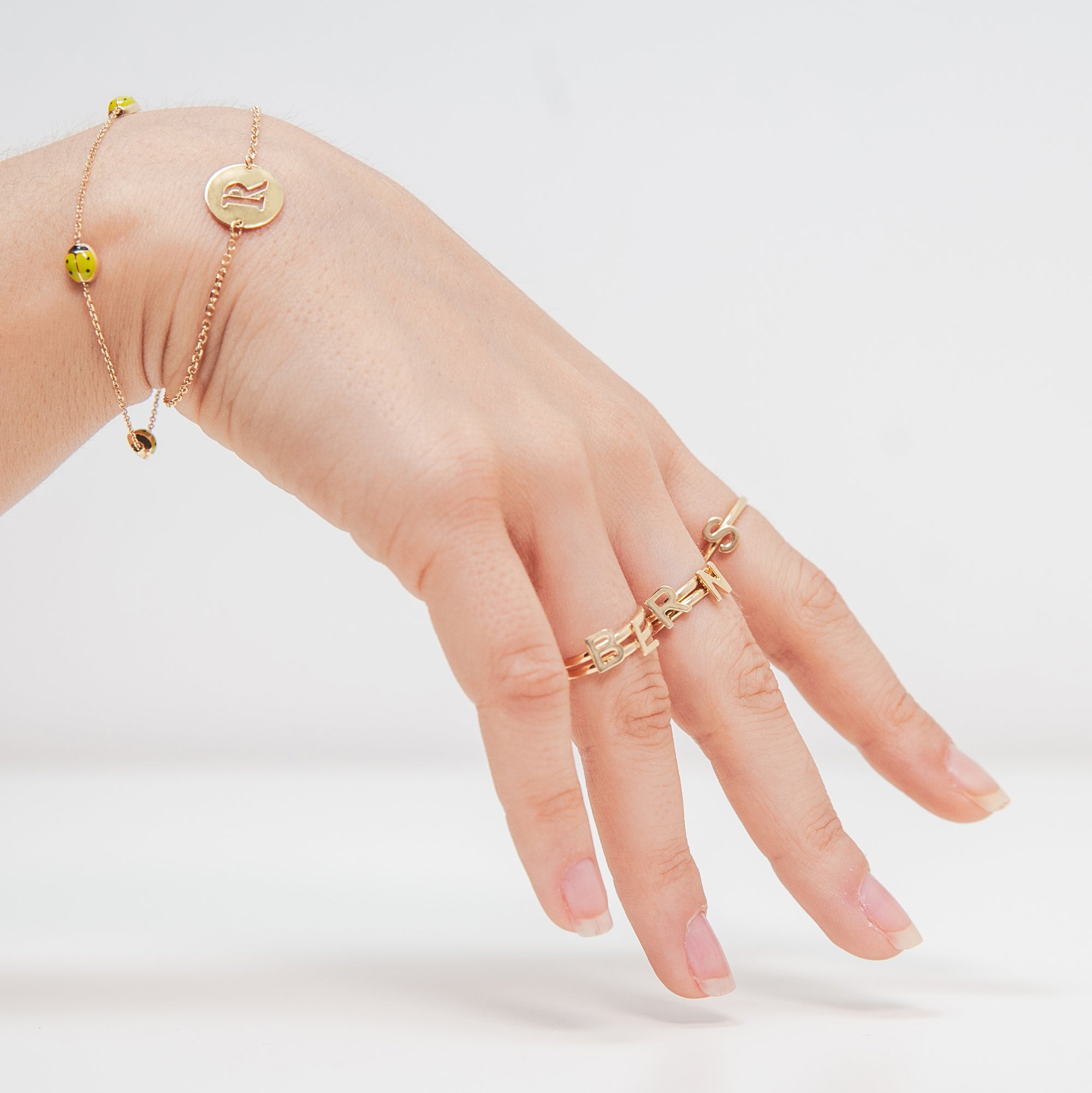 Real Gold Initial Ring