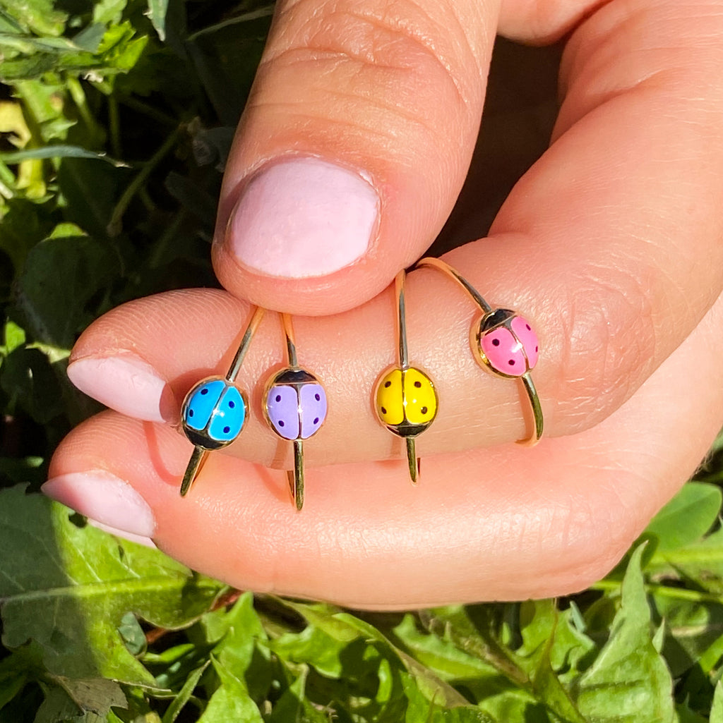 Ladybug ring in Real Gold
