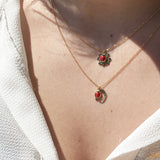 True Gold Ladybug Four Leaf Clover Necklace 