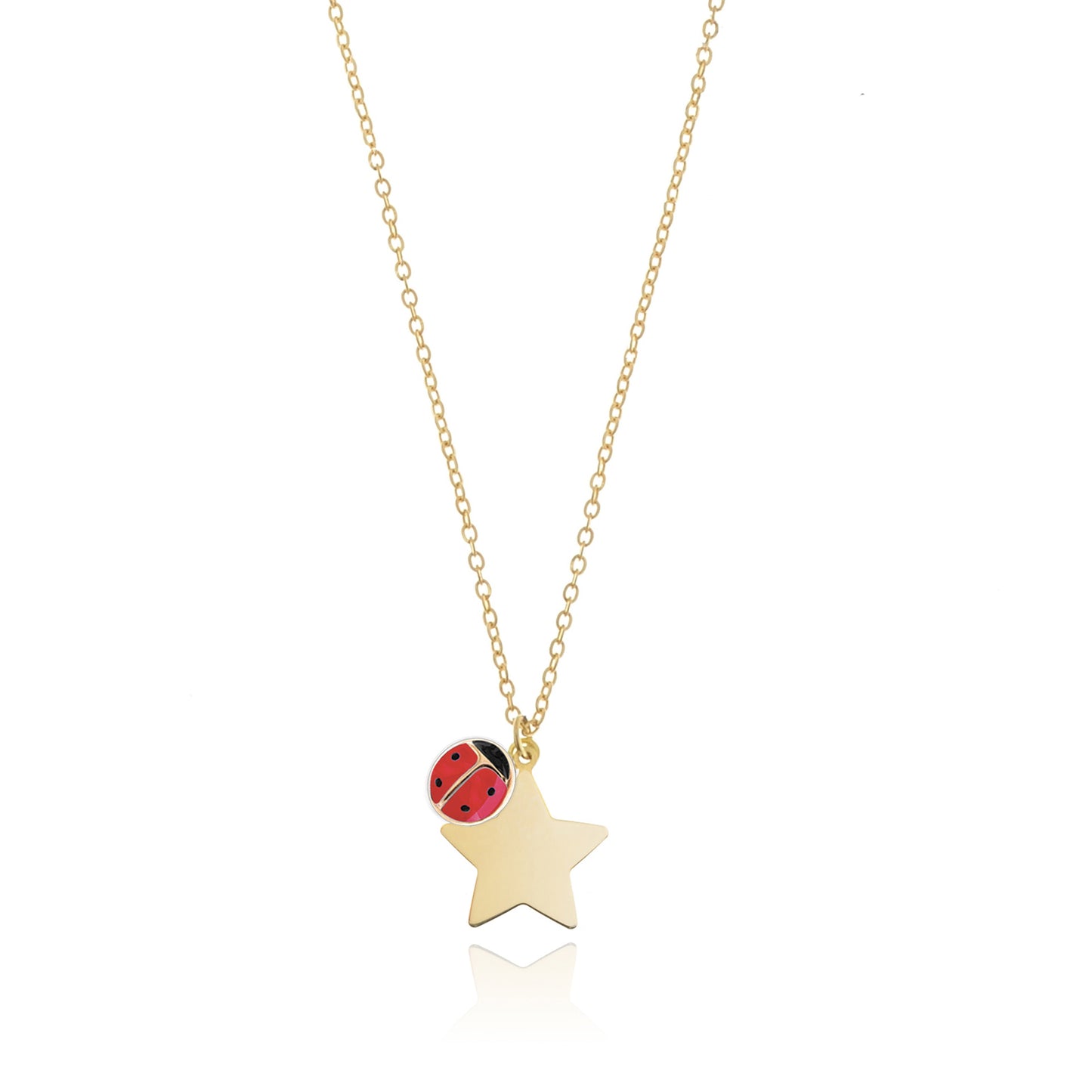 Ladybug Star Necklace in Real Gold