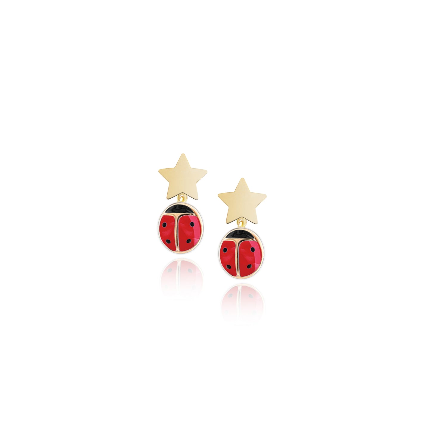 Ladybug Star Earrings in Real Gold