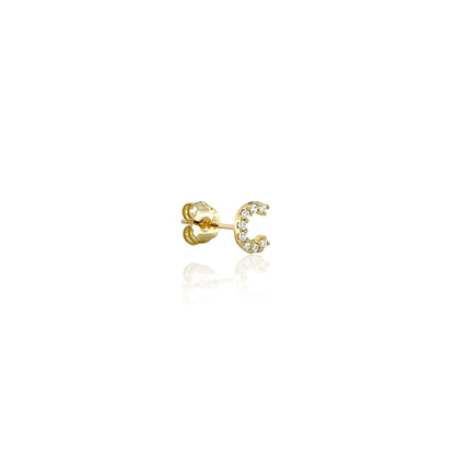 Initial Earring in Real Gold and Zircons