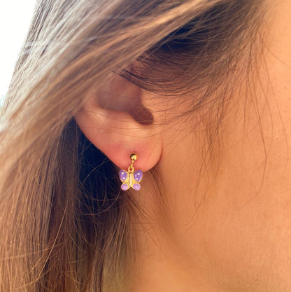 Girl Butterfly Earrings in Real Gold 
