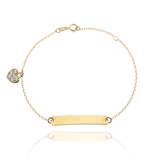 Heart Bracelet in Real Gold and Zircons 