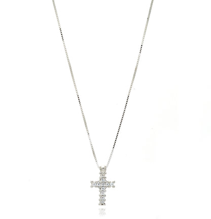 Cross Necklace in Real Gold and Zircons 