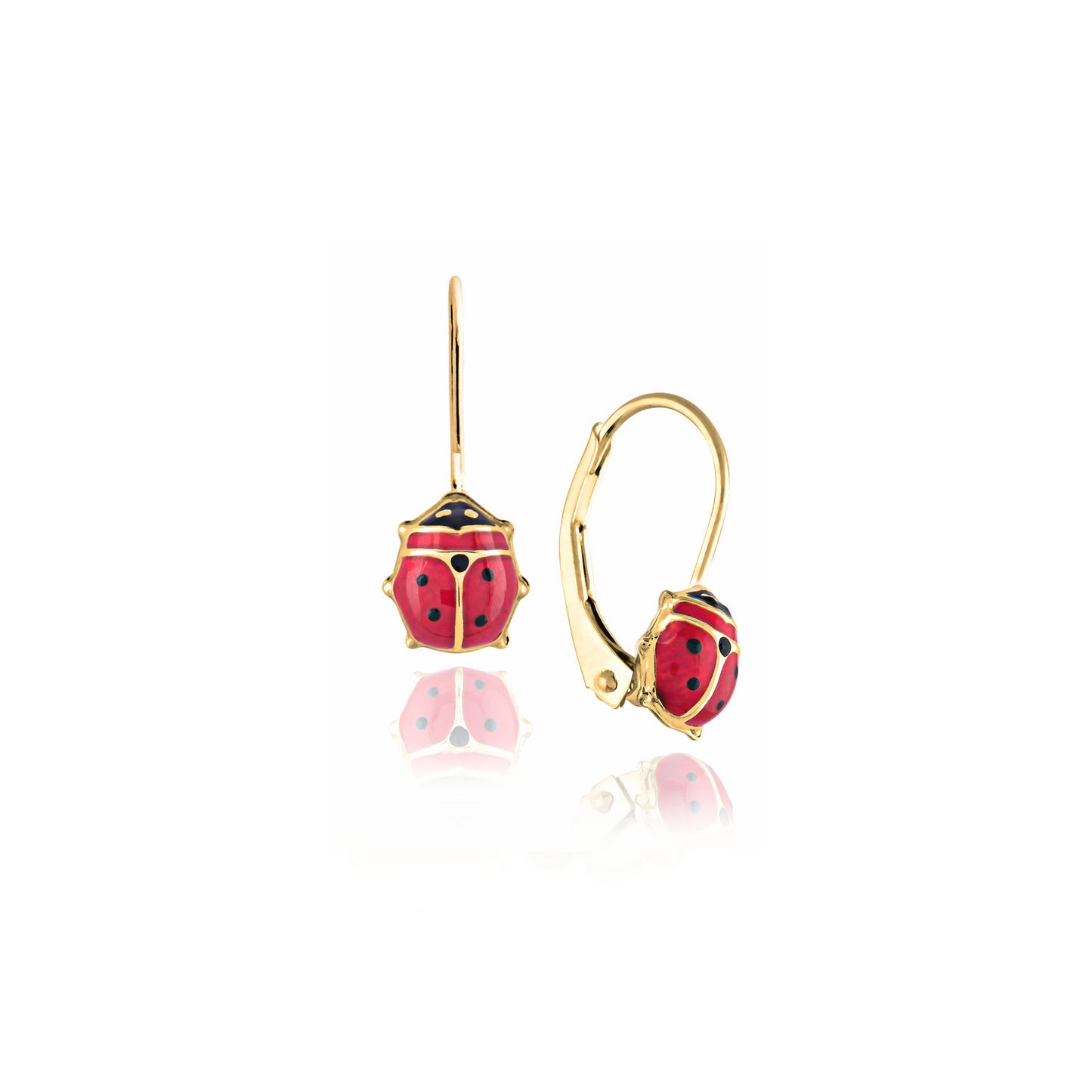 Ladybug Girl Earrings in Real Gold 