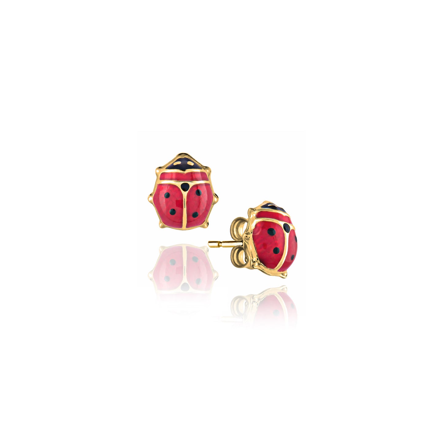 Ladybug Earrings in Real Gold 
