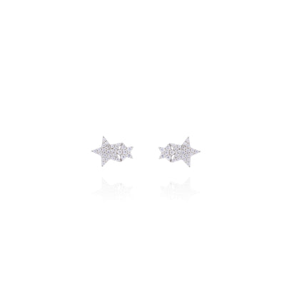 Star Earrings in Real Gold and Zircons 