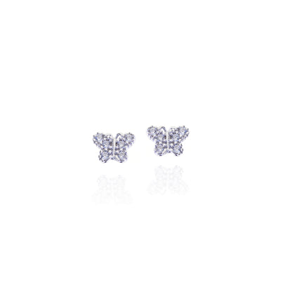 Butterfly Earrings in Real Gold and Zircons 