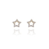 Star Earrings in Real Gold and Zircons 