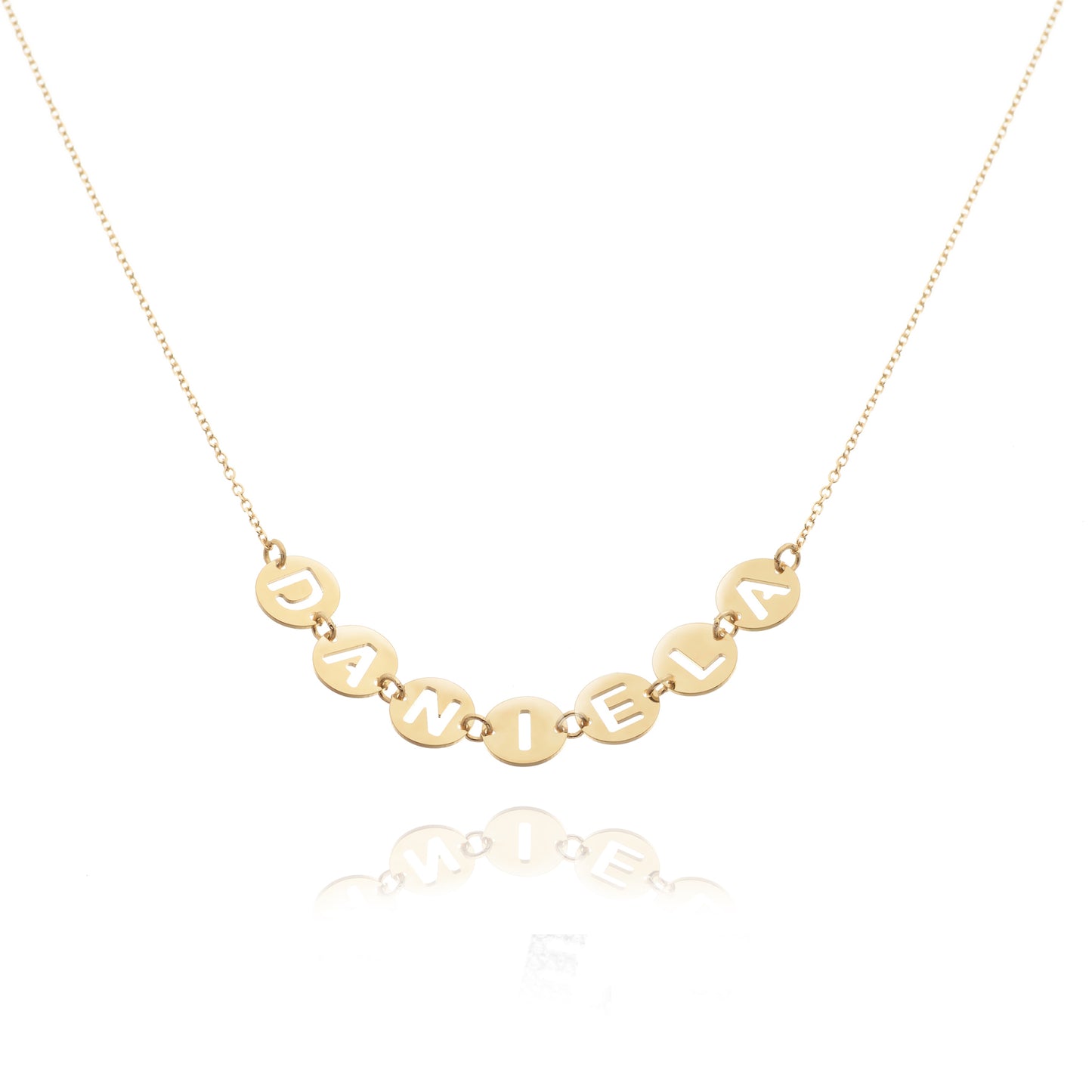 Name Necklace Circles in Real Gold