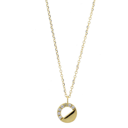 Circle Necklace in Real Gold and Zircons
