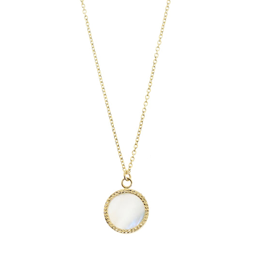 Circle Necklace in Real Gold and Mother of Pearl