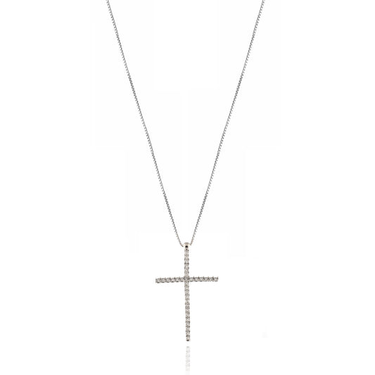 Cross Necklace in Real Gold and Zircons 